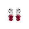 Thumbnail Image 1 of Oval-Cut Lab-Created Ruby & White Lab-Created Sapphire Earrings Sterling Silver