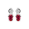 Thumbnail Image 2 of Oval-Cut Lab-Created Ruby & White Lab-Created Sapphire Earrings Sterling Silver