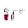 Thumbnail Image 3 of Oval-Cut Lab-Created Ruby & White Lab-Created Sapphire Earrings Sterling Silver