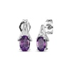 Thumbnail Image 1 of Oval-Cut Amethyst & White Lab-Created Sapphire Earrings Sterling Silver