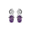 Thumbnail Image 2 of Oval-Cut Amethyst & White Lab-Created Sapphire Earrings Sterling Silver