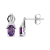 Thumbnail Image 3 of Oval-Cut Amethyst & White Lab-Created Sapphire Earrings Sterling Silver
