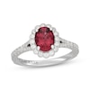 Thumbnail Image 1 of Neil Lane Oval-Cut Rhodolite Garnet & Diamond Halo Engagement Ring 1/2 ct tw 14K White Gold