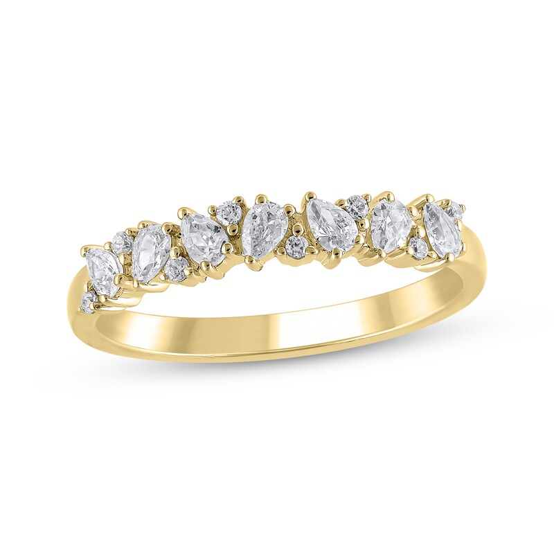Main Image 1 of Adore Pear-Shaped & Round-Cut Diamond Scatter Anniversary Ring 1/2 ct tw 14K Yellow Gold