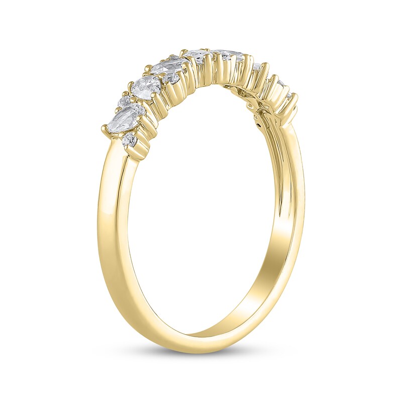 Main Image 2 of Adore Pear-Shaped & Round-Cut Diamond Scatter Anniversary Ring 1/2 ct tw 14K Yellow Gold