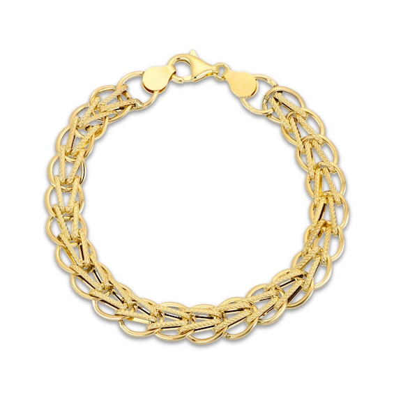 V Circle Chain Bracelet 8.9mm Hollow 10K Yellow Gold 7.5"