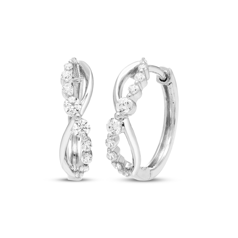 Main Image 1 of Diamond Twist Hoop Earrings 1/4 ct tw 10K White Gold