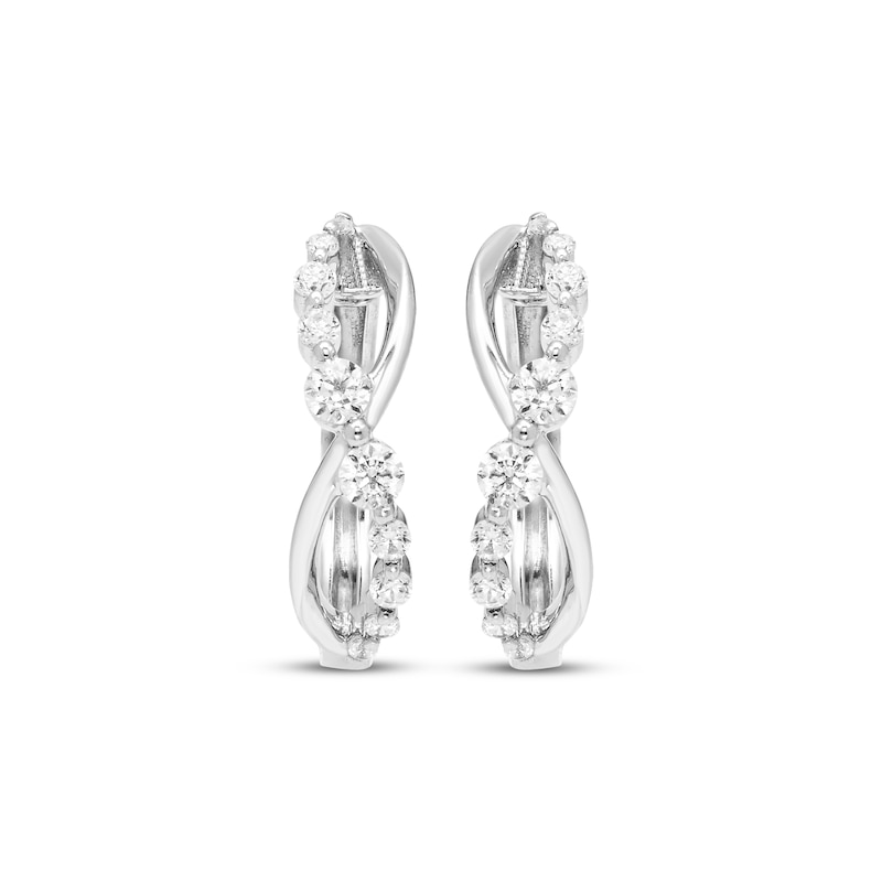 Main Image 2 of Diamond Twist Hoop Earrings 1/4 ct tw 10K White Gold