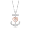 Thumbnail Image 1 of Hallmark Diamonds Anchor Necklace 1/10 ct tw Sterling Silver & 10K Rose Gold 18"