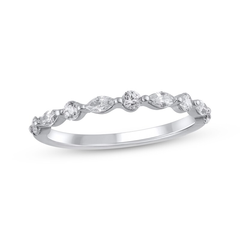 Main Image 1 of Adore Marquise & Round-Cut Diamond Stackable Anniversary Ring 1/2 ct tw 10K White Gold