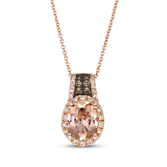 Le Vian Oval-Shaped Morganite Necklace 1/4 ct tw Diamonds 14K Strawberry Gold 20"