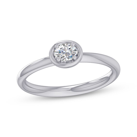 Adore Oval-Cut Diamond Solitaire Engagement Ring 1/4 ct tw 14K White Gold (I/I2)
