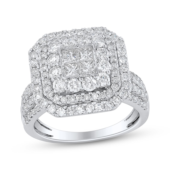 Adore Princess-Cut Diamond Quad Triple Halo Engagement Ring 2 ct tw 10K White Gold