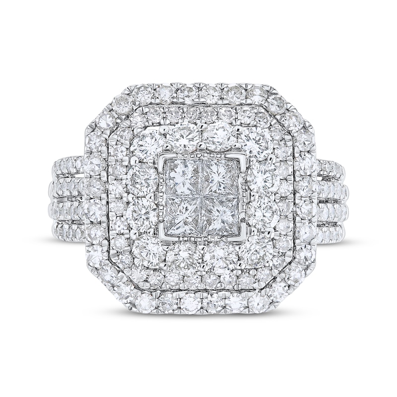 Main Image 3 of Adore Princess-Cut Diamond Quad Triple Halo Engagement Ring 2 ct tw 10K White Gold