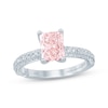 Thumbnail Image 1 of Monique Lhuillier Bliss Radiant-Cut Peach-Pink & White Lab-Grown Diamond Engagement Ring 2-1/2 ct tw 18K White Gold