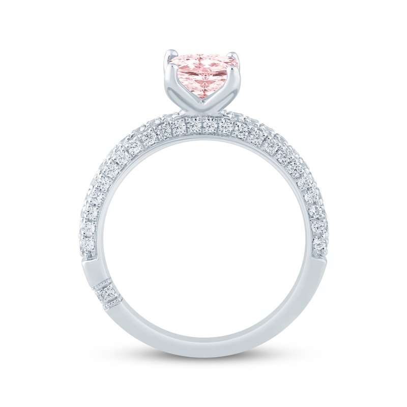Main Image 3 of Monique Lhuillier Bliss Radiant-Cut Peach-Pink & White Lab-Grown Diamond Engagement Ring 2-1/2 ct tw 18K White Gold