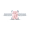 Thumbnail Image 4 of Monique Lhuillier Bliss Radiant-Cut Peach-Pink & White Lab-Grown Diamond Engagement Ring 2-1/2 ct tw 18K White Gold
