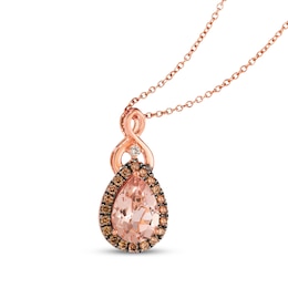 Le Vian Pear-Shaped Morganite Necklace 1/4 ct tw Diamonds 14K Strawberry Gold 18&quot;