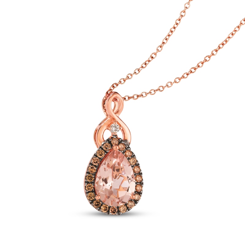 Main Image 1 of Le Vian Pear-Shaped Morganite Necklace 1/4 ct tw Diamonds 14K Strawberry Gold 18"