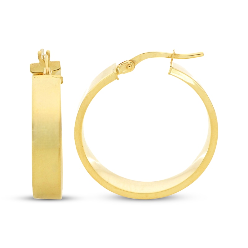 Main Image 3 of Flat Square Hoop Earrings 10K Yellow Gold 20mm