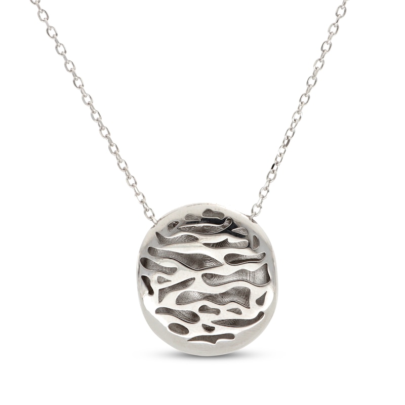 Main Image 2 of Solid Domed Round Drop Necklace Sterling Silver 18"