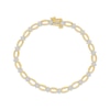 Thumbnail Image 1 of Diamond Quatrefoil & Oval Link Bracelet 3/4 ct tw 10K Yellow Gold 7&quot;