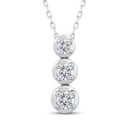 Memories, Moments, Magic Diamond Three-Stone Drop Necklace 1/2 ct tw 10K White Gold 18"