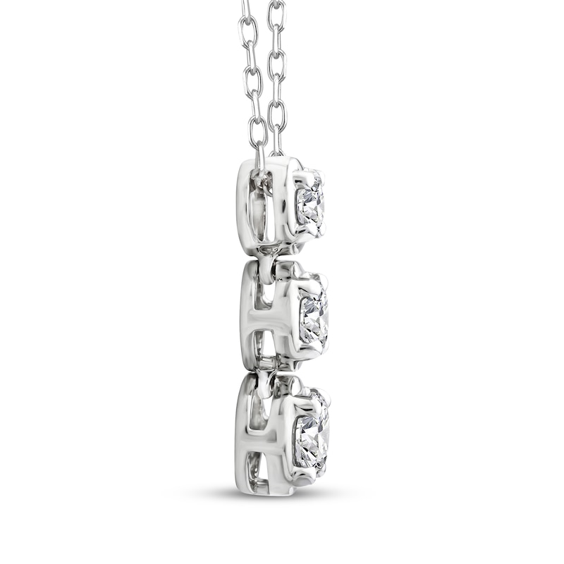 Main Image 2 of Memories, Moments, Magic Diamond Three-Stone Drop Necklace 1/2 ct tw 10K White Gold 18"
