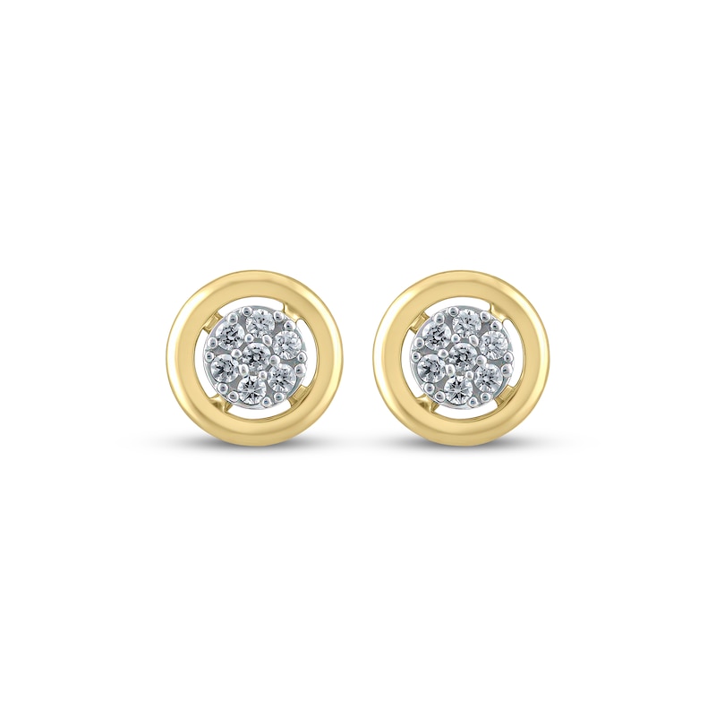 Main Image 2 of Multi-Diamond Circle Stud Earrings 1/8 ct tw 10K Yellow Gold