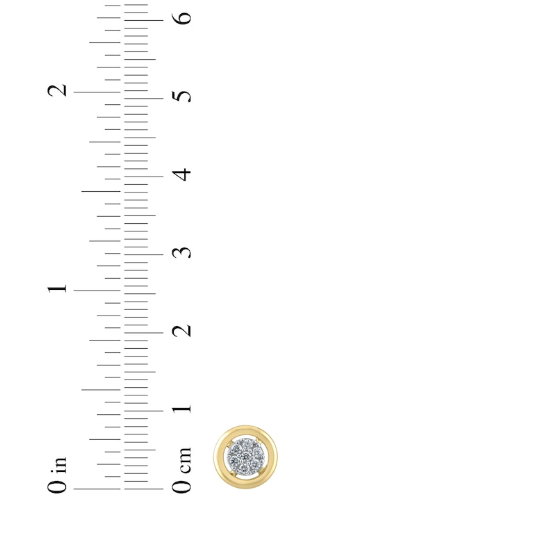 Main Image 4 of Multi-Diamond Circle Stud Earrings 1/8 ct tw 10K Yellow Gold
