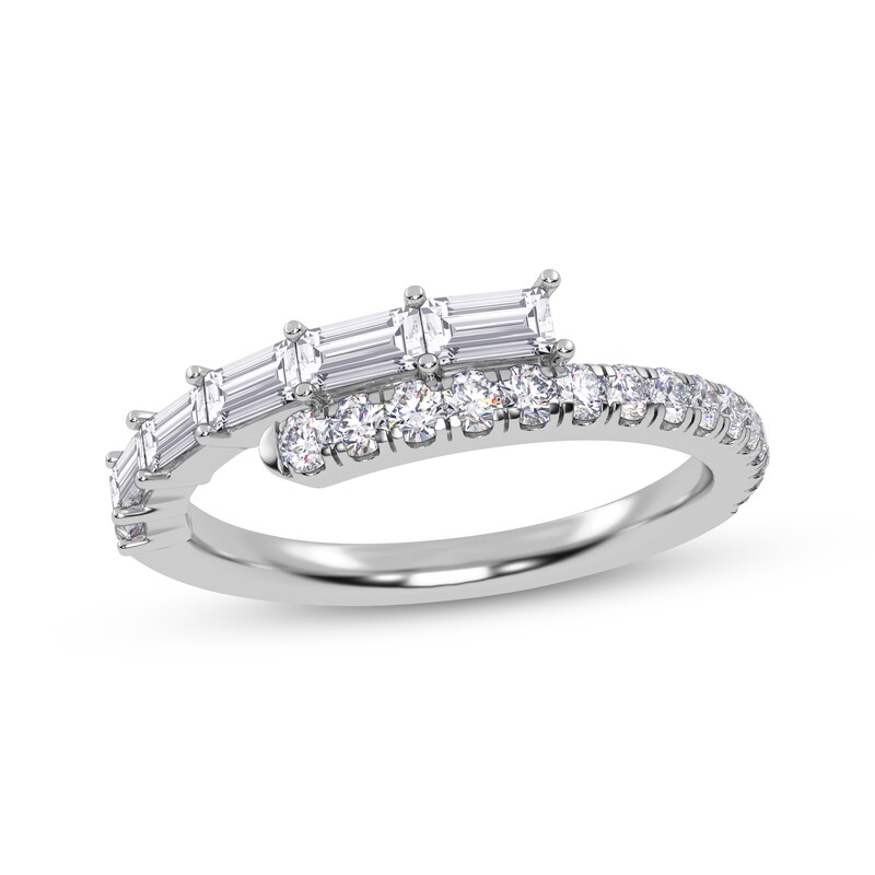 Main Image 1 of Baguette & Round-Cut Diamond Wrap Ring 1/2 ct tw 14K White Gold