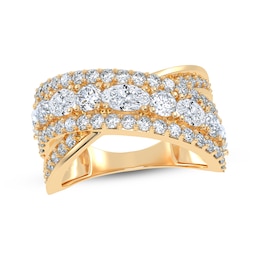 KAY Lab-Grown Diamonds Oval & Round-Cut Crossover Multi-Row Ring 2 ct tw 14K Yellow Gold