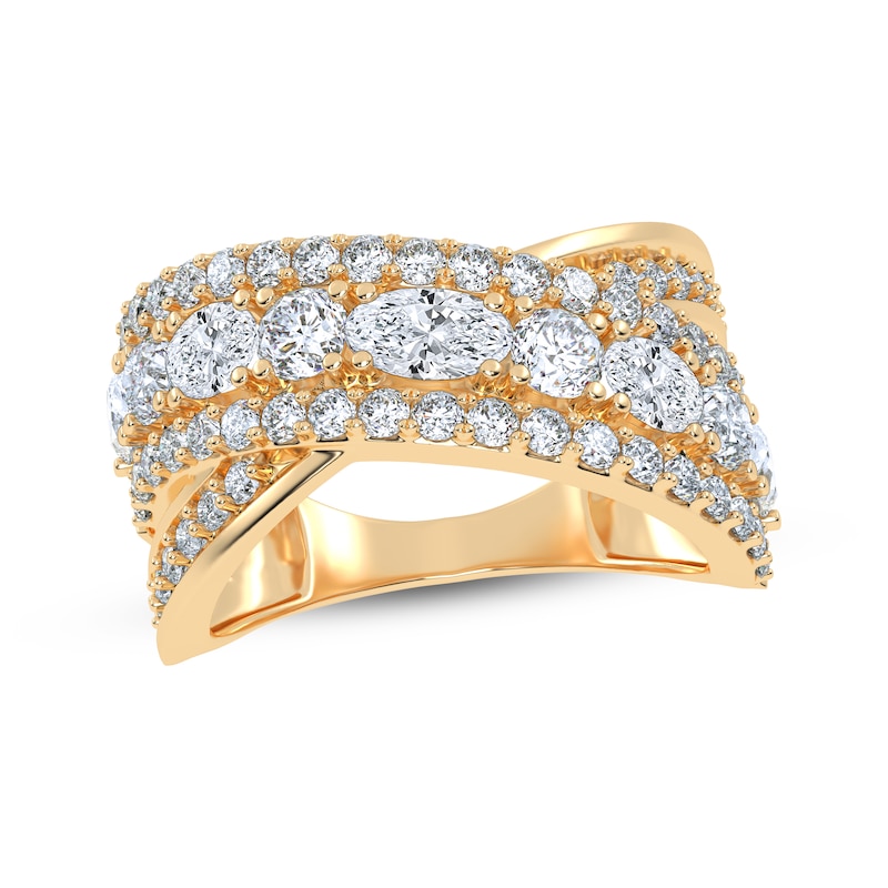 Main Image 1 of KAY Lab-Grown Diamonds Oval & Round-Cut Crossover Multi-Row Ring 2 ct tw 14K Yellow Gold