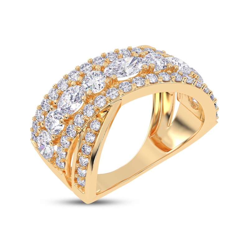 Main Image 2 of KAY Lab-Grown Diamonds Oval & Round-Cut Crossover Multi-Row Ring 2 ct tw 14K Yellow Gold