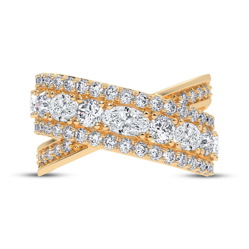 Main Image 3 of KAY Lab-Grown Diamonds Oval & Round-Cut Crossover Multi-Row Ring 2 ct tw 14K Yellow Gold