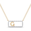 Thumbnail Image 1 of Diamond G Initial Rectangle Necklace 1/10 ct tw 10K Yellow Gold 18"