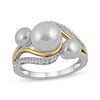 Thumbnail Image 1 of Memories Moments Magic Cultured Pearl & Diamond Three-Stone Ring 1/10 ct tw Sterling Silver & 10K Yellow Gold