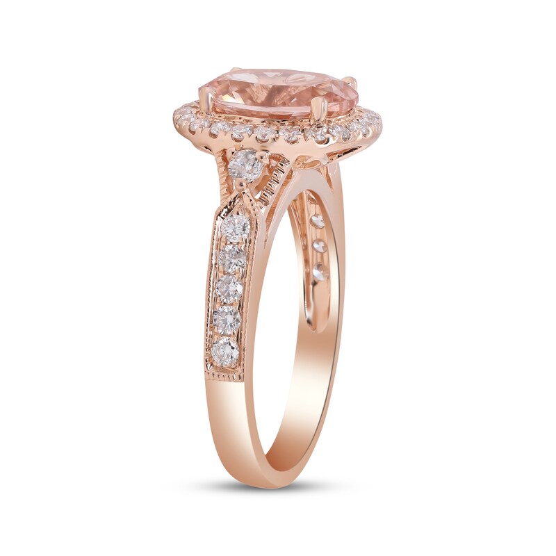 Main Image 2 of Oval-Cut Natural Morganite & Diamond Ring 1/2 ct tw 14K Rose Gold