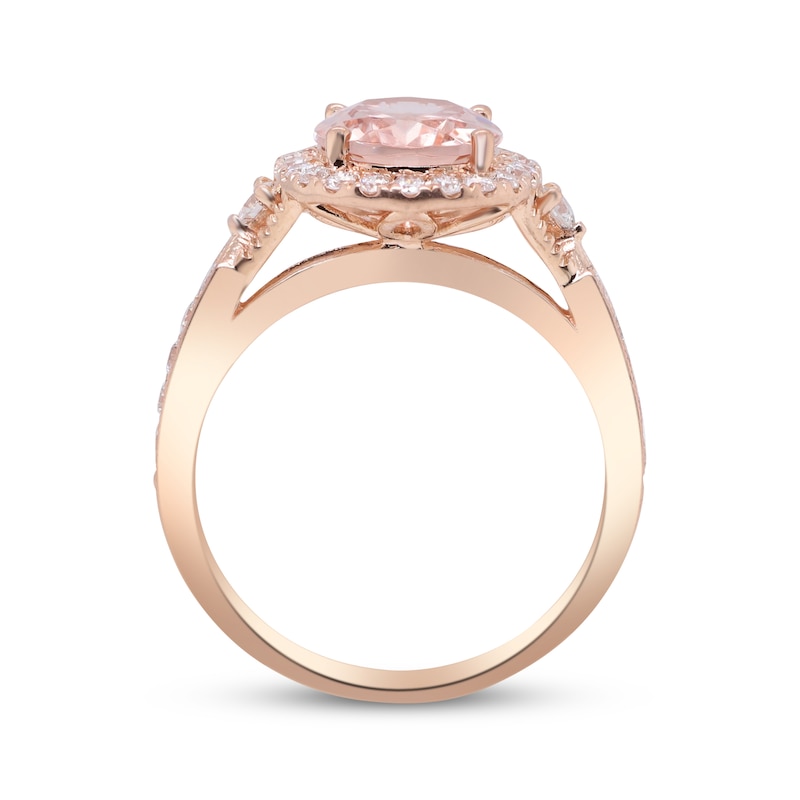 Main Image 3 of Oval-Cut Natural Morganite & Diamond Ring 1/2 ct tw 14K Rose Gold