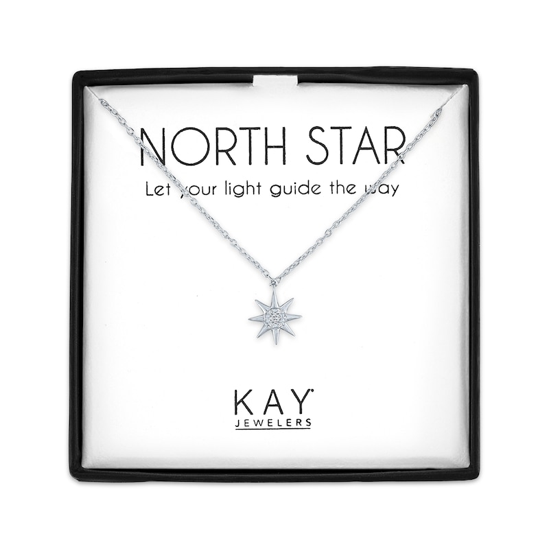 Main Image 1 of North Star Necklace with Diamond Accents Sterling Silver 18"