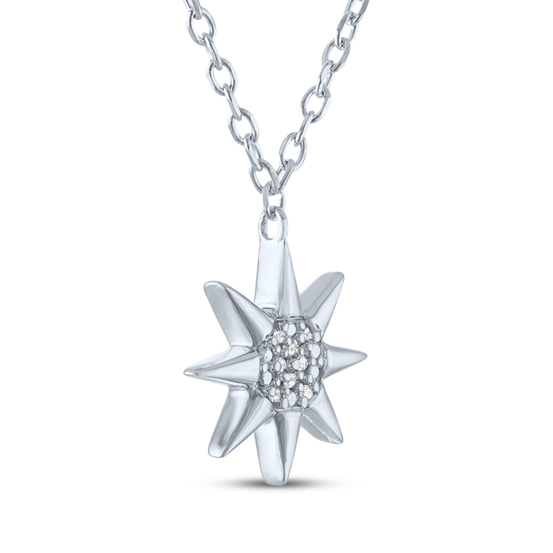Main Image 3 of North Star Necklace with Diamond Accents Sterling Silver 18"