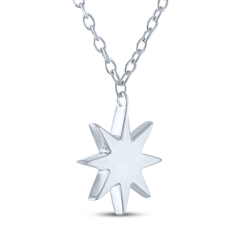 Main Image 4 of North Star Necklace with Diamond Accents Sterling Silver 18"