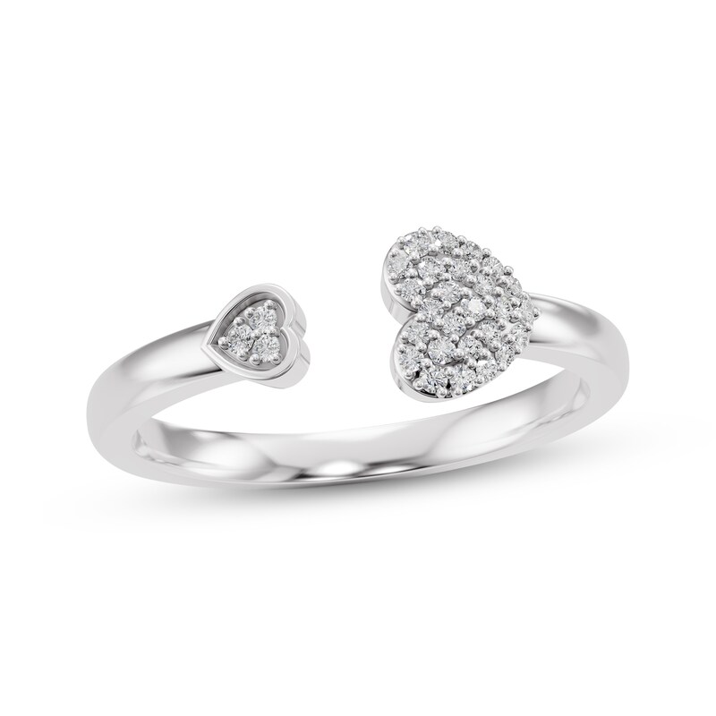 Main Image 1 of Diamond Hearts Deconstructed Ring 1/10 ct tw 10K White Gold