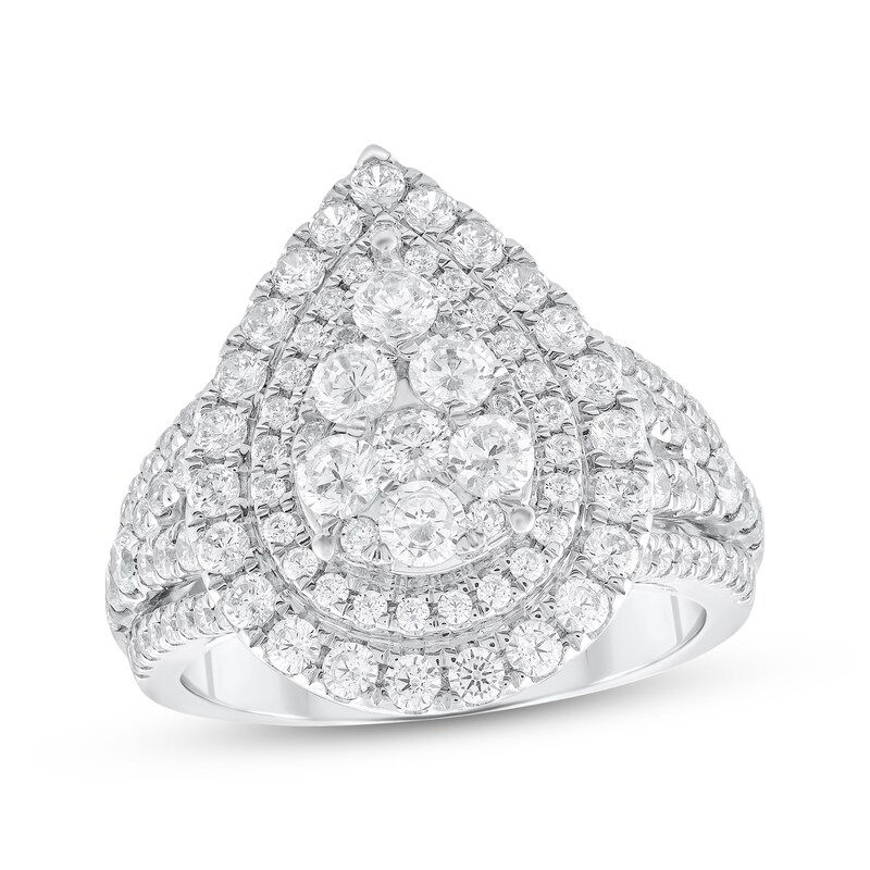 Main Image 1 of Adore Multi-Diamond Pear-Shaped Double Halo Engagement Ring 1-7/8 ct tw 10K White Gold