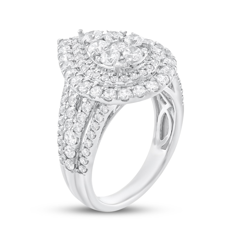 Main Image 2 of Adore Multi-Diamond Pear-Shaped Double Halo Engagement Ring 1-7/8 ct tw 10K White Gold
