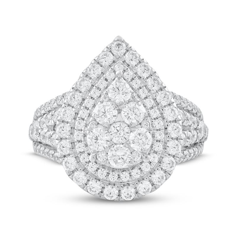 Main Image 3 of Adore Multi-Diamond Pear-Shaped Double Halo Engagement Ring 1-7/8 ct tw 10K White Gold