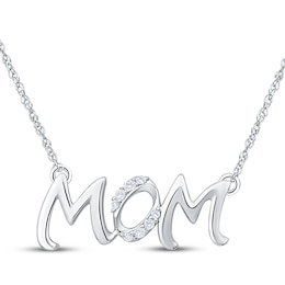 Diamond "Mom" Necklace 1/20 ct tw Sterling Silver 18"