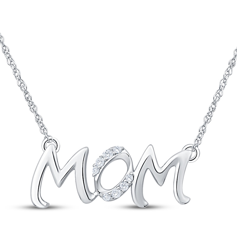 Main Image 1 of Diamond "Mom" Necklace 1/20 ct tw Sterling Silver 18"
