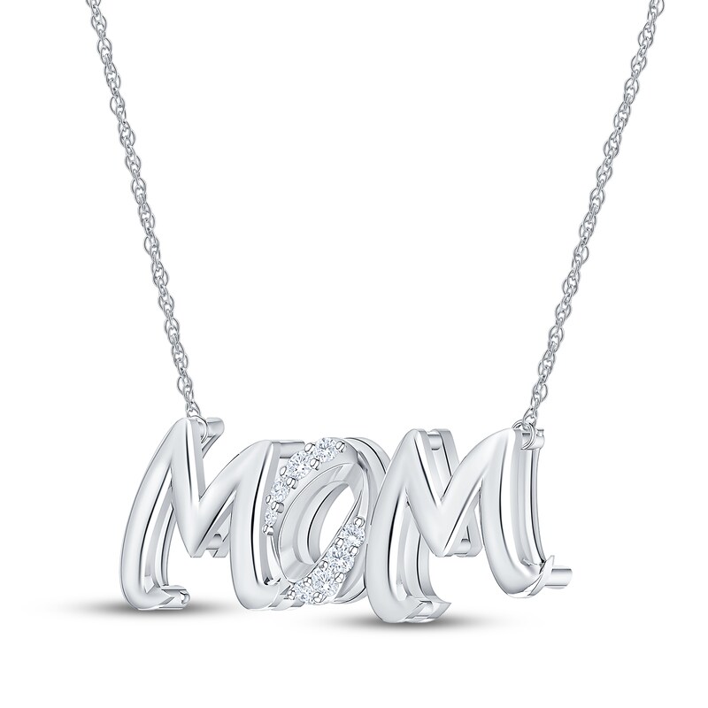 Main Image 2 of Diamond "Mom" Necklace 1/20 ct tw Sterling Silver 18"