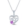 Thumbnail Image 2 of Heart-Shaped Pink Lab-Created Sapphire "Mom" Heart Necklace Sterling Silver 18"